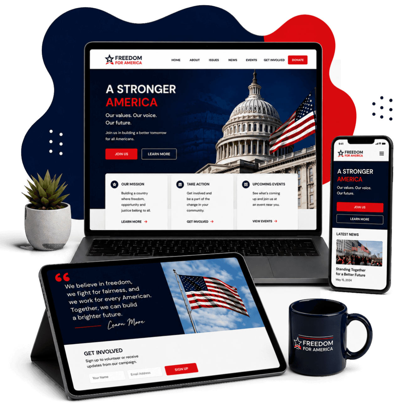 UI/UX Design and Web Development responsive laptop, tablet and phone mockup